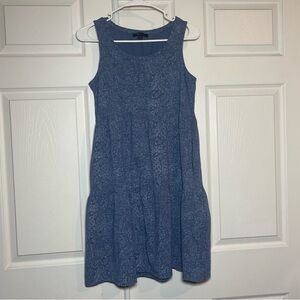Frye Small Boho Tiered Tank Mini Dress In Faded Bandana Blue Pockets Stretch